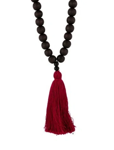 Pre-owned Dsquared2 Wood Beaded Tassel Necklace, 18" In Multi
