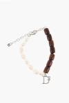 Dsquared2 Wooden Anklet Embellished With Pearls And D2 Charm Grösse Unica
