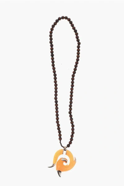 Dsquared2 Wooden Flames Necklace With Maxi Resin Pendant Grösse Unica