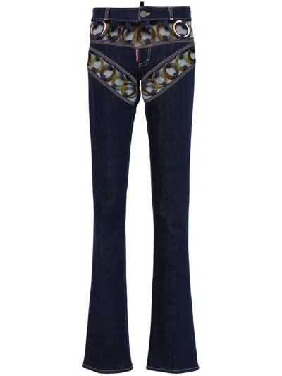 Dsquared2 Woodstock Trumpet Flared Jeans In Blue