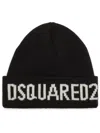 Dsquared2 Black Wool Knitted Hat In Black