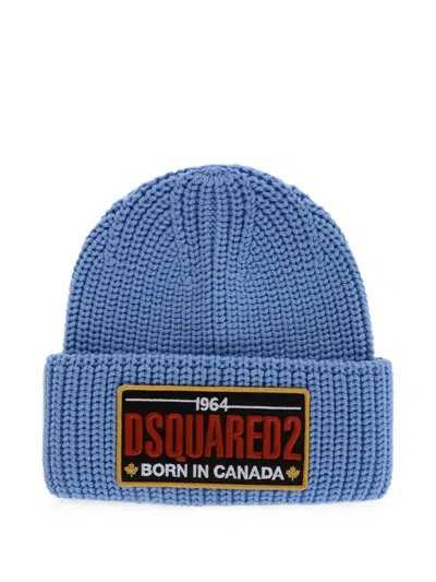 DSQUARED2 WOOL BEANIE WITH EMBROIDERED PATCH