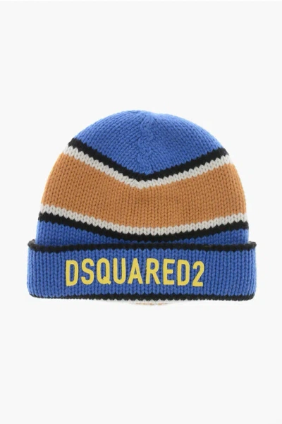 Dsquared2 Wool Beanie With Logo In Orange