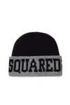 Dsquared2 Two-tone Logo-intarsia Beanie In Black