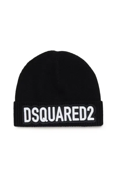 Dsquared2 Wool-blend Beanie With Logo In Black