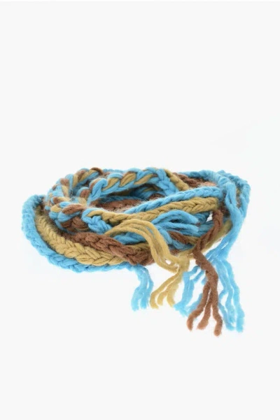 Dsquared2 Wool-blend Cable Knit Scarf In Orange