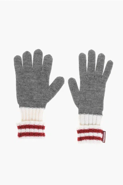 Dsquared2 Wool Blend Gloves With Contrasting Detail