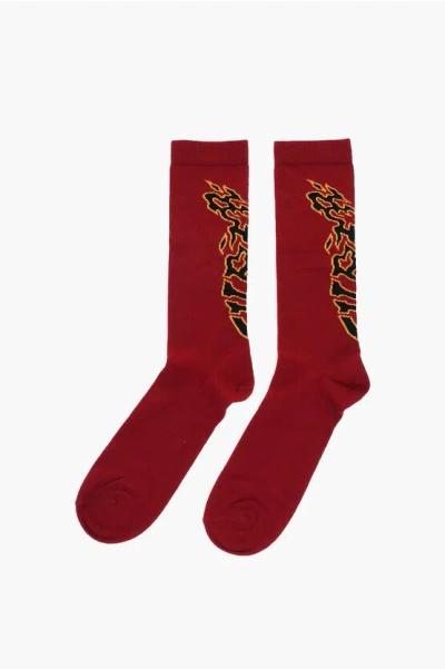 Dsquared2 Wool Blend Mid-crew Socks With Contrasting Detail