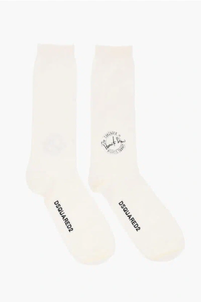 Dsquared2 Wool Blend Mid-crew Socks With Contrasting Details