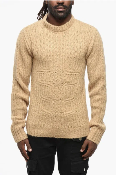 Dsquared2 Wool Blend Muscle Crew-neck Sweater In Gold