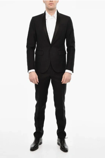 Dsquared2 Wool Blend Single Breasted Suit With Satin Shawl Lapel