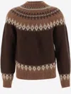 Dsquared2 Brown Crewneck Sweater With Intarsio Motif In Wool Blend Man In Red