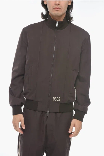 Dsquared2 Logo-print Stripe-detailing Bomber Jacket In Brown