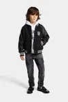Dsquared2 Wool Cloth Bomber Jacket With College Logo In Black