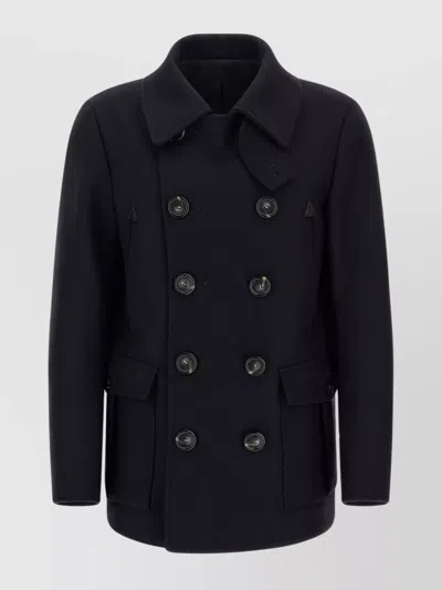 DSQUARED2 WOOL COAT WITH BUTTON DETAILING AND POCKETS
