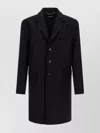 Dsquared2 Wool Coat With Chest Pocket And Flap Pockets In Black