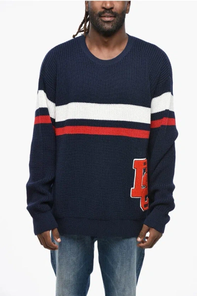 DSQUARED2 WOOL CREW-NECK SWEATER WITH LOGOED PATCH