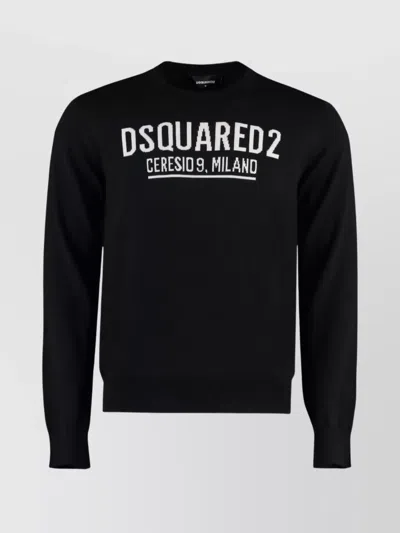 DSQUARED2 WOOL CREW-NECK SWEATER WITH RIBBED KNIT