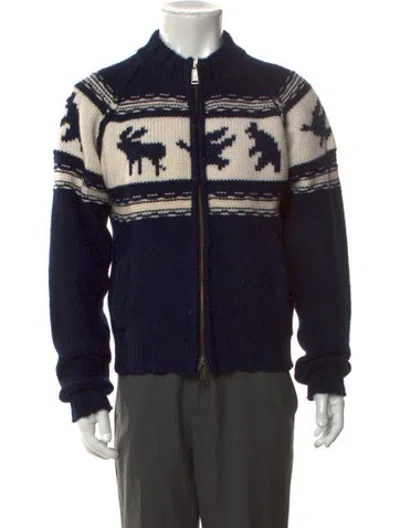 Pre-owned Dsquared2 Wool Graphic Print Cardigan In Black