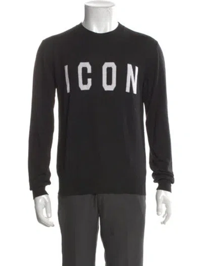 Pre-owned Dsquared2 Wool Graphic Print Pullover In Black