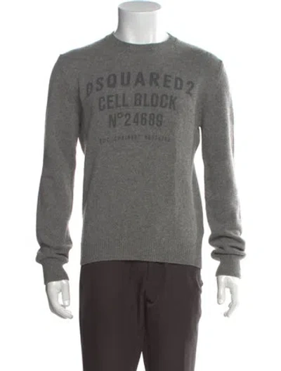 Pre-owned Dsquared2 Wool Graphic Print Pullover In Gray