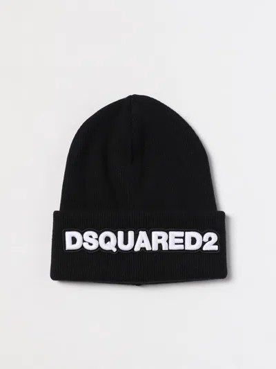 Dsquared2 Wool Hat With Embroidered Logo In Blue