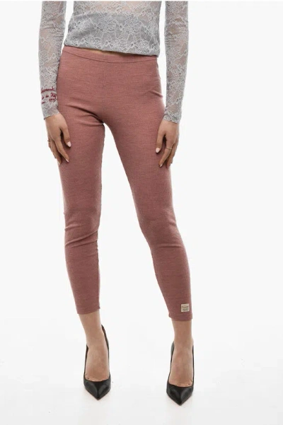 Dsquared2 Wool High Waisted Leggings In Burgundy