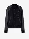 Dsquared2 Men Wool Jacket With Leather Sleeves In Black