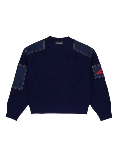 Dsquared2 Kids' Wool Jumper In Blue