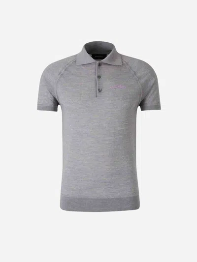 Dsquared2 Wool Knit Polo In Grey