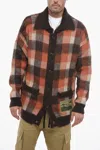 Dsquared2 Wool Oversized Cardigan With Check Pattern In Brown