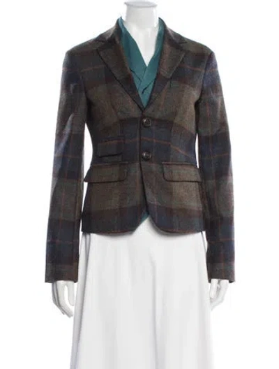 Pre-owned Dsquared2 Wool Plaid Print Blazer W/ Tags In Multicolor