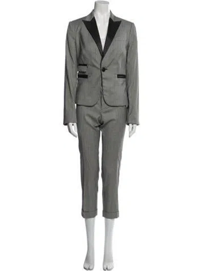 Pre-owned Dsquared2 Wool Plaid Print Pantsuit In Gray