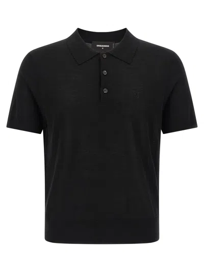 Dsquared2 Wool Polo Shirt In Black