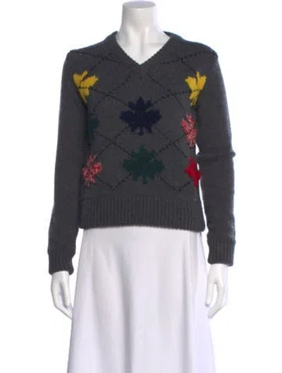 Pre-owned Dsquared2 Wool Printed Sweater In Gray