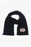 Dsquared2 Wool Scarf With Embroidery In Brown