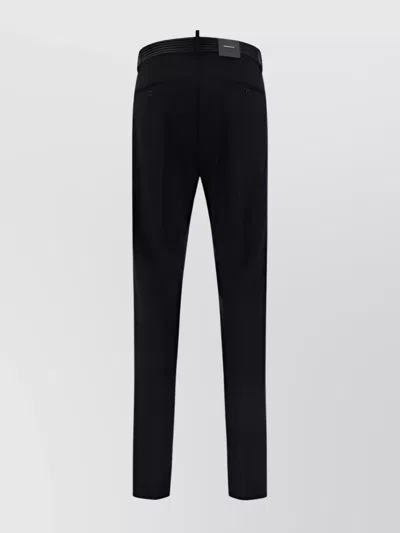 Dsquared2 Wool Straight Leg Trousers With Monochrome Pattern In Black