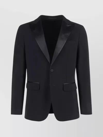 Dsquared2 Wool Suit With Satin Lapels And Double Back Slit In Black
