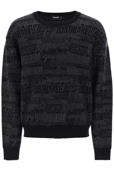 DSQUARED2 DSQUARED2 WOOL SWEATER WITH LOGO LETTERING MOTIF MEN