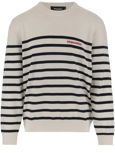 DSQUARED2 WOOL SWEATER WITH STRIPED PATTERN