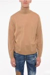 Dsquared2 Wool Turtle-neck Sweater With Logo Detail Grösse Xs In Brown
