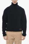 Dsquared2 Wool Turtleneck Pullover With Distressed Edges In Black