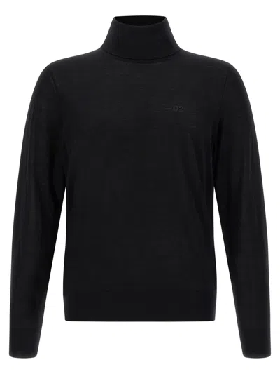 Dsquared2 Wool Turtleneck Sweater In Black