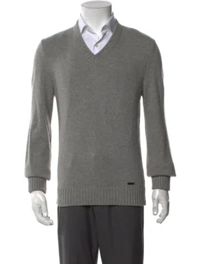 Pre-owned Dsquared2 Wool V-neck Pullover In Grey