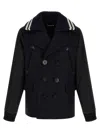 Dsquared2 Wool-blend Hybrid Peacoat In Navy