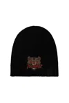 Dsquared2 Wool Beanie With Front Embroidery In Black