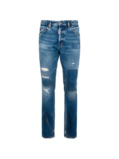 Dsquared2 Worker Wash Teddy Jeans In Blue