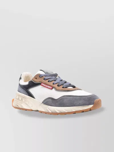 Dsquared2 Worn-in Leather And Mesh Sneakers