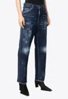 Dsquared2 Worn-out Straight-leg Jeans In Blue