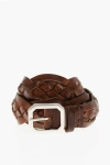 Dsquared2 Woven Leather Belt 50mm In Brown